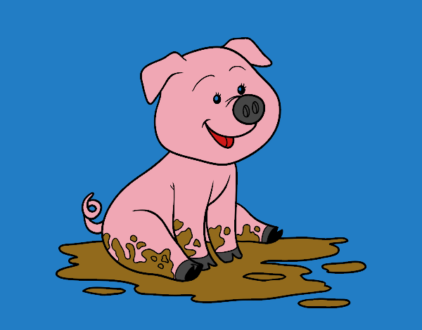 Coloring page Pig in mud painted bysamg