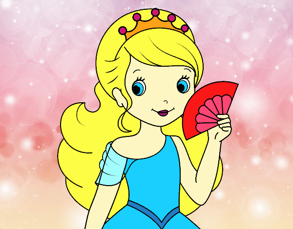 Coloring page Princess and Hand fan painted byalexadra