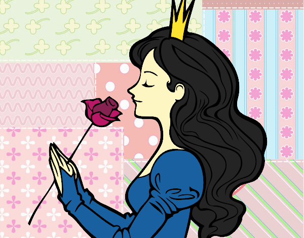 Coloring page Princess and rose painted byalexadra