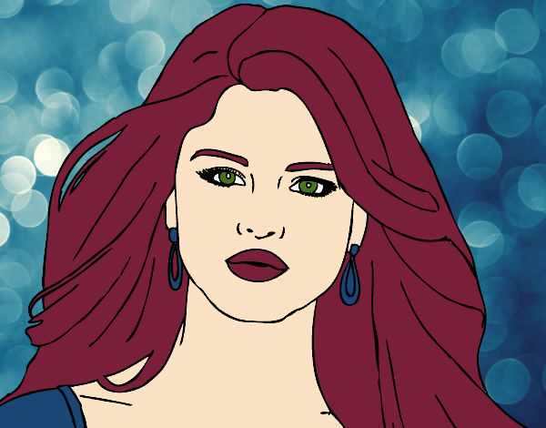 Coloring page Selena Gomez foreground painted bysamg