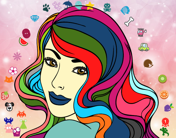 Coloring page Young girl painted byyoyo