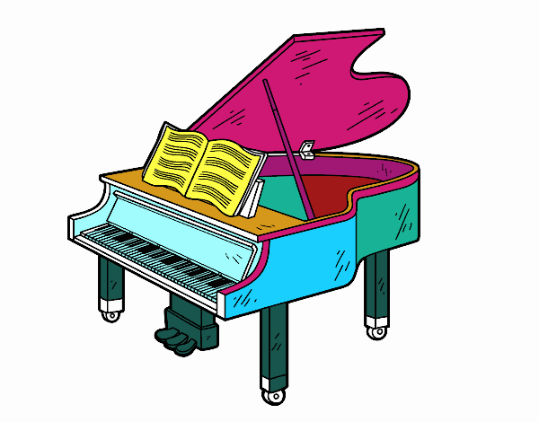 Coloring page A grand piano open painted byhasti