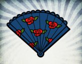 Coloring page Floral hand fan painted bysamg