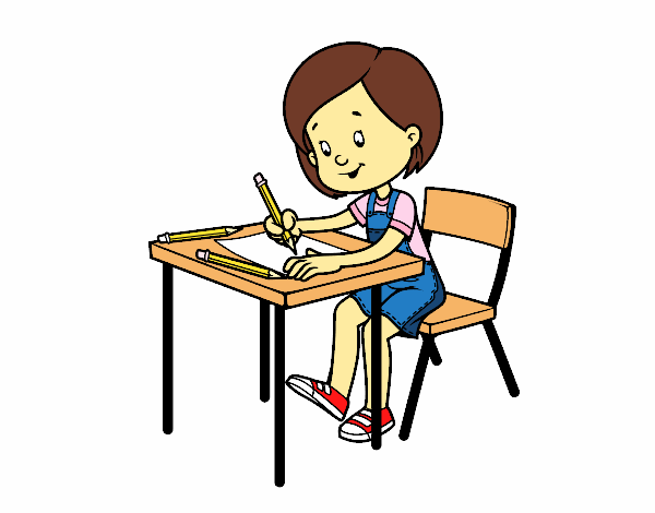 Coloring page Girl at her desk painted byRoseLuna