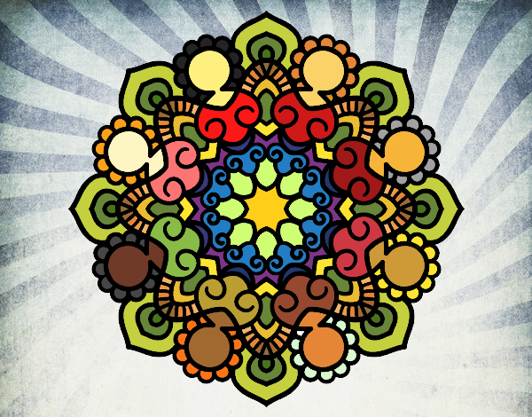 Coloring page Mandala meeting painted byFranka