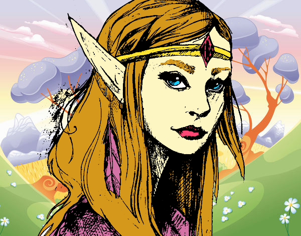 Coloring page Princess elf painted byBelzabell 