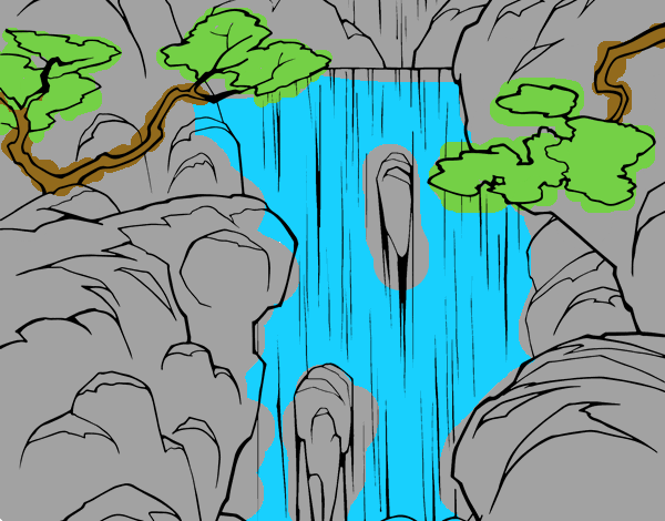 Coloring page Waterfall painted byRoseLuna