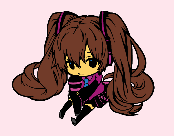 Coloring page Miku Chibi vocaloid painted byKhaos006