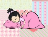 Coloring page Sleeping little girl painted byAnia