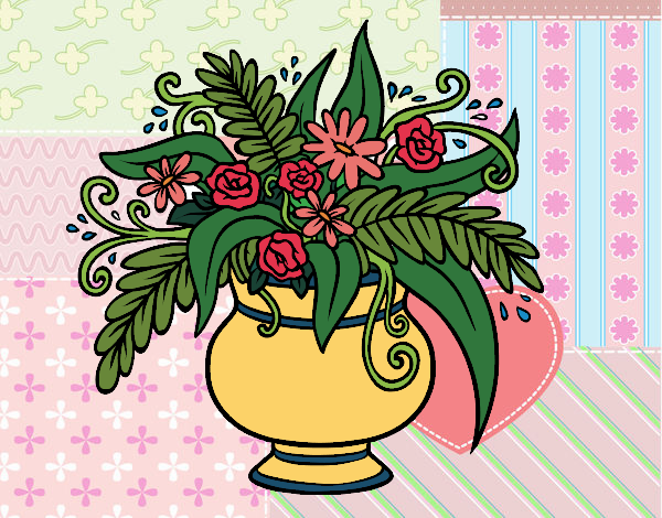 Coloring page A vase with flowers painted byMaHinkle