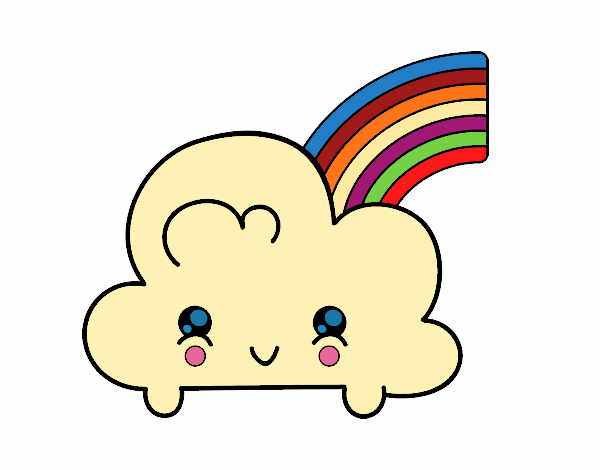 Coloring page  Cloud with Rainbow Kawaii painted byKhaos006