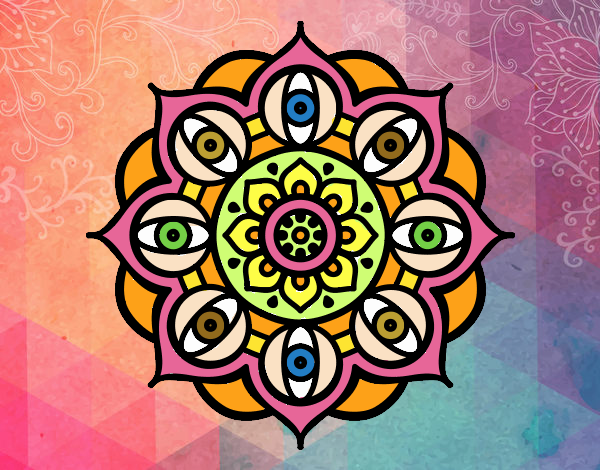 Coloring page Mandala open eyes painted byPatrick