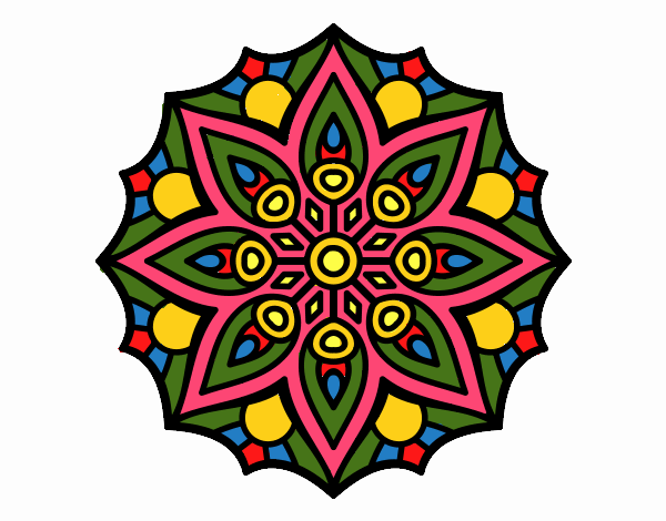 Coloring page Mandala simple symmetry  painted byPatrick
