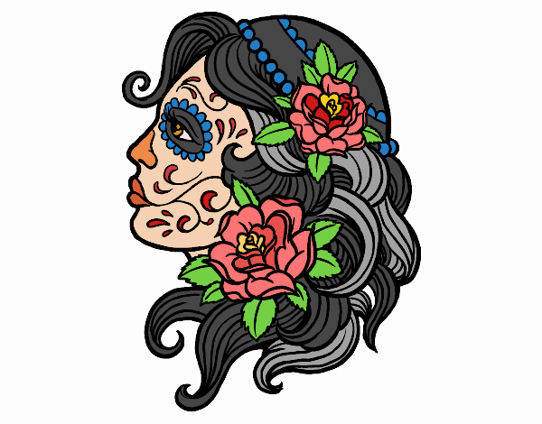Coloring page Catrina tattoo painted byKhaos006