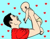 Coloring page Father and baby painted byAnia