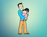 Coloring page Father and daughter painted byAnia