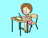Coloring page Girl at her desk painted byAnia
