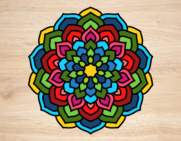 Coloring page Mandala flower petals painted byPatrick