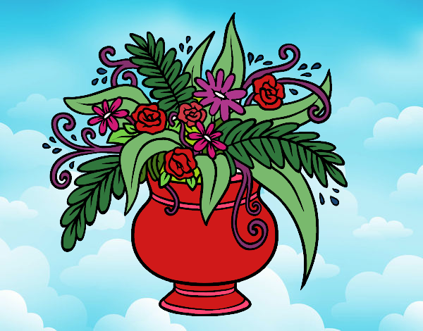 Coloring page A vase with flowers painted byviri