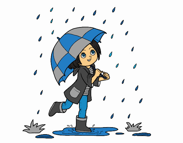 Coloring page Girl with umbrella in the rain painted byKhaos006