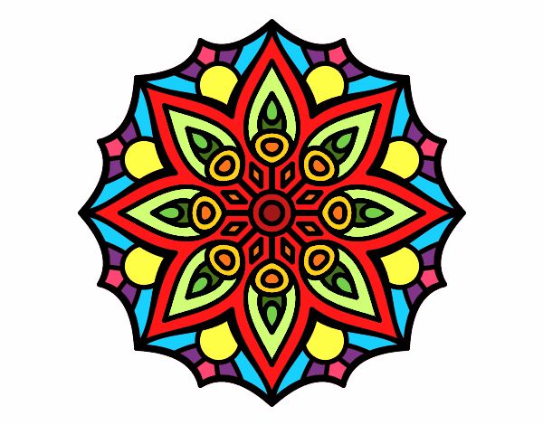 Coloring page Mandala simple symmetry  painted bymicheleof4