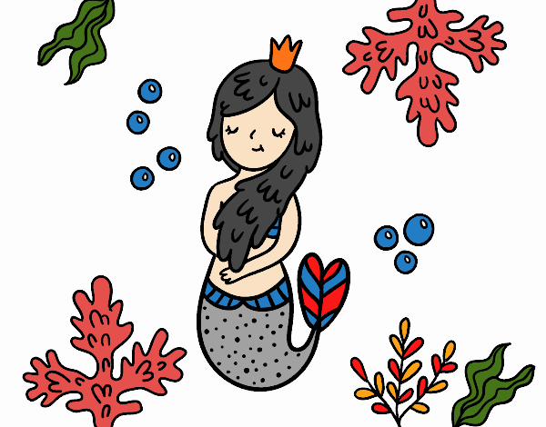 Coloring page Queen mermaid painted byKhaos006