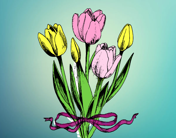 Coloring page Tulips with a bow painted byKay101