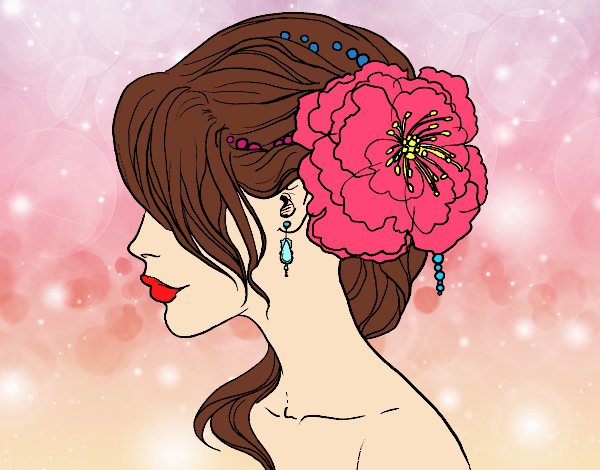 Coloring page Flower wedding hairstyle painted byalexadra