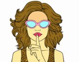 Coloring page Girl with sunglasses painted byyoyo