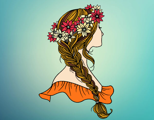 Coloring page Hairstyle with braid painted byMirdy
