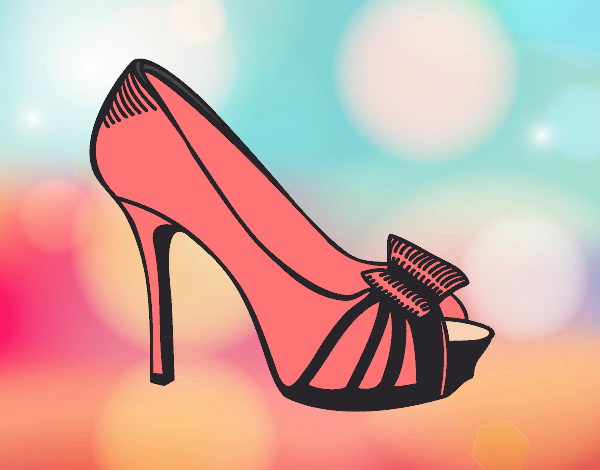 Platform shoe with bow