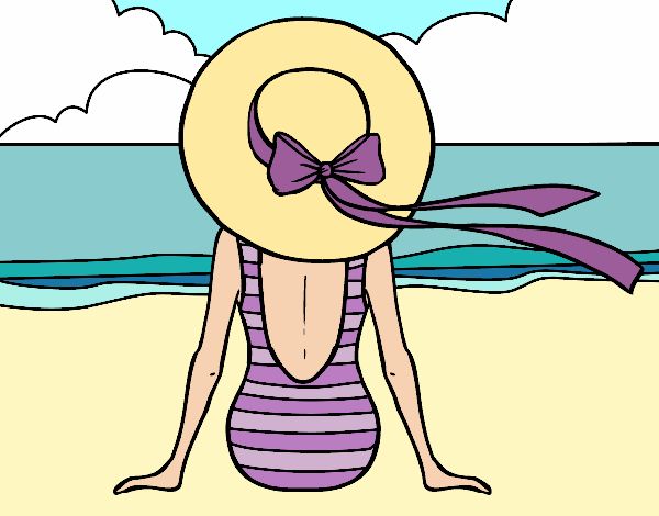 Coloring page Woman looking at the sea painted bymicheleof4