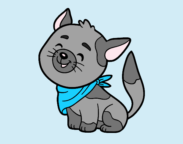 Coloring page Cat with kerchief painted byAnia