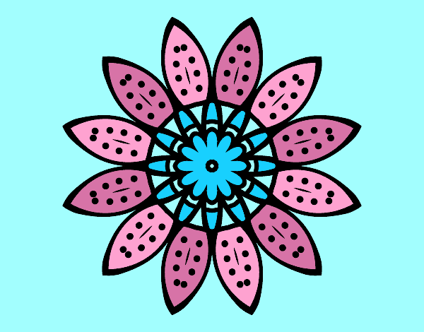 Coloring page Flower mandala with petals painted byAnia