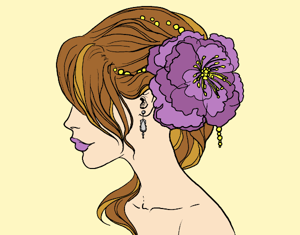 Coloring page Flower wedding hairstyle painted byAnia