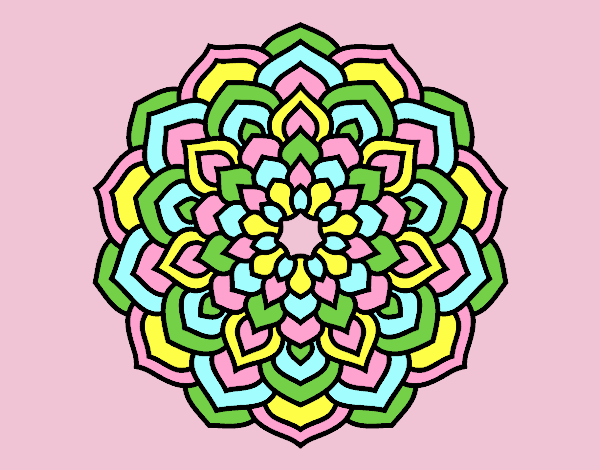 Coloring page Mandala flower petals painted byAnia