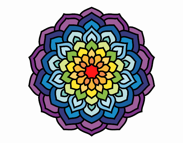 Coloring page Mandala flower petals painted byNeave