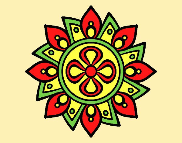 Coloring page Mandala simple flower painted byAnia