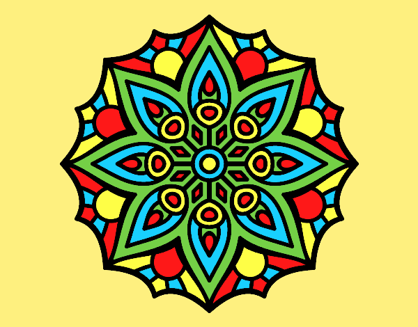 Coloring page Mandala simple symmetry  painted byAnia