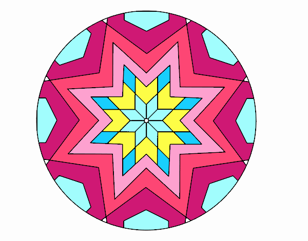 Coloring page Mandala star mosaic painted byNeave
