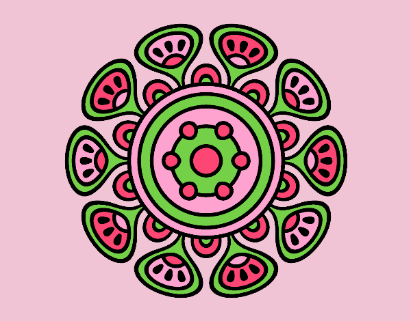 Coloring page Mandala vegetal growth painted byAnia