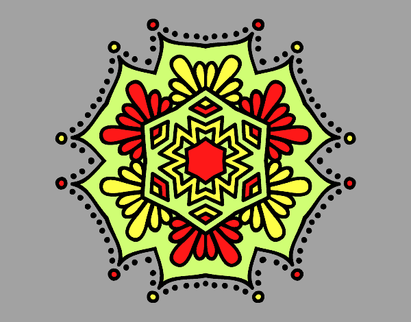 Coloring page Symmetrical flower mandala painted byAnia