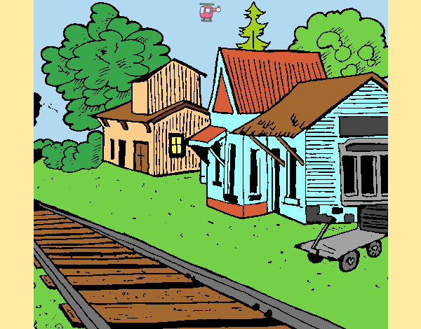 Coloring page Train station painted byAnia