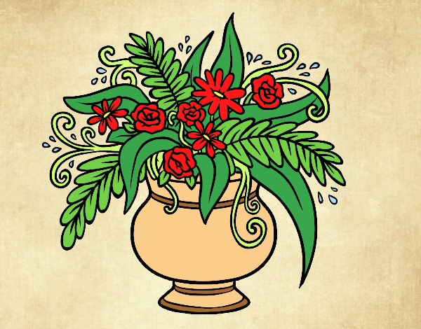 Coloring page A vase with flowers painted byAnia