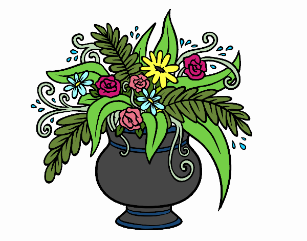 Coloring page A vase with flowers painted byTegan 