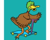 Duck on scooter