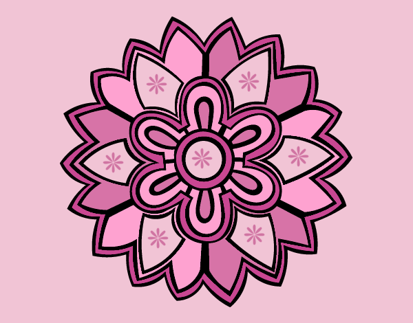 Coloring page Flower Mandala shaped weiss painted byAnia