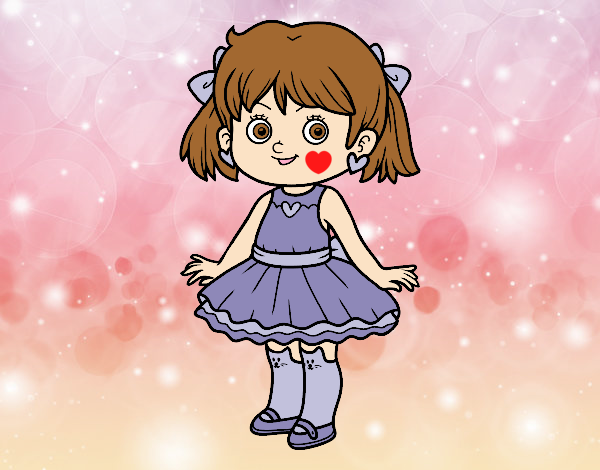Coloring page Little girl with modern dress painted byAnia