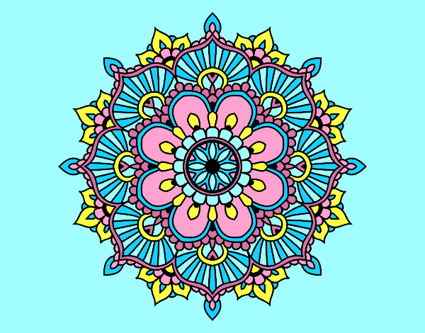 Coloring page Mandala floral flash painted byAnia