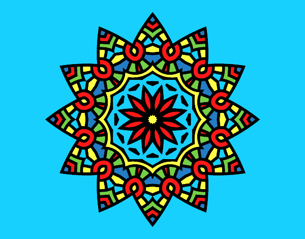 Coloring page Mandala flowery star painted byAnia